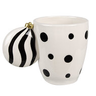 Clayre & Eef | Mok Wit Zwart 14x9x10 cm / 350 ml | 6CEMU0162Z