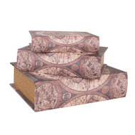 Clayre & Eef | Opbergdoos Bruin Beige (3) 27x22x7 / 22x17x6 / 17x12x4 cm | 65695