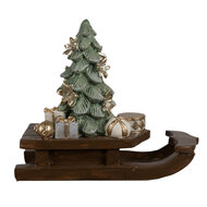 Clayre & Eef | Kerstdecoratie Slee Bruin 20x8x17 cm | 6PR4185