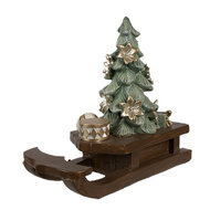 Clayre & Eef | Kerstdecoratie Slee Bruin 20x8x17 cm | 6PR4185