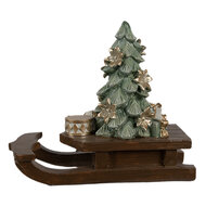 Clayre & Eef | Kerstdecoratie Slee Bruin 20x8x17 cm | 6PR4185