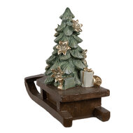 Clayre & Eef | Kerstdecoratie Slee Bruin 20x8x17 cm | 6PR4185