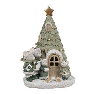 Clayre &amp; Eef   | Decoratie muizen familie groen LED 12x10x17 cm | 6PR4190