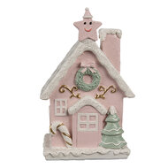 Clayre & Eef | Decoratie Huis met LED Roze 10x8x15 cm | 6PR4199