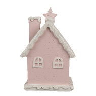 Clayre & Eef | Decoratie Huis met LED Roze 10x8x15 cm | 6PR4199
