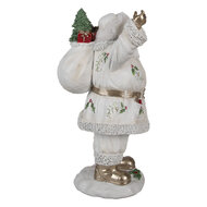 Clayre & Eef | Kerstdecoratie Kerstman Wit 14x16x31 cm | 6PR4296