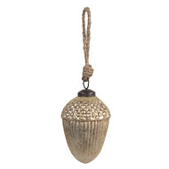 Clayre & Eef | Kerstbal Goudkleurig Bruin ø 15x21 cm | 6GL4550XL