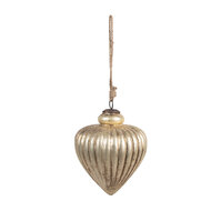 Clayre & Eef | Kerstbal Goudkleurig Bruin ø 12x16 cm | 6GL4551M