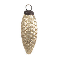 Clayre & Eef | Kerstbal Goudkleurig Bruin 5x4x10 cm | 6GL4552S