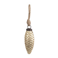 Clayre & Eef | Kerstbal Goudkleurig Bruin 5x4x10 cm | 6GL4552S