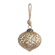 Clayre & Eef | Kerstbal Goudkleurig Bruin ø 8x8 cm | 6GL4554S