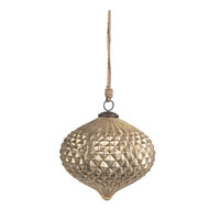 Clayre & Eef | Kerstbal Goudkleurig Bruin ø 18x18 cm | 6GL4554XL