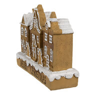 Clayre & Eef | Decoratie Huis met LED Bruin Wit 13x4x10 cm | 6PR4194