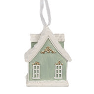 Clayre & Eef | Decoratie hanger huisje Groen 6x4x8 cm | 6PR4214