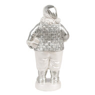 Clayre & Eef | Kerstdecoratie Kerstman Zilverkleurig 8x6x16 cm | 6PR4303