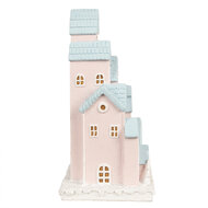 Clayre & Eef | Decoratie Huis met LED Roze Blauw 13x13x26 cm | 6PR4202
