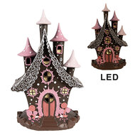 Clayre & Eef | Decoratie Huis met LED Bruin Roze 16x13x26 cm / 3xAA | 6PR4240