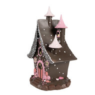 Clayre & Eef | Decoratie Huis met LED Bruin Roze 16x13x26 cm / 3xAA | 6PR4240