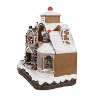 Clayre & Eef | Decoratie Huis met LED Bruin Wit 33x17x30 cm / 3xAA | 6PR4313