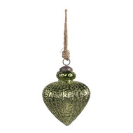 Clayre & Eef | Kerstbal Groen ø 10x13 cm | 6GL4558M