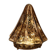 Clayre & Eef | Kerstdecoratie Kerstboom met LED Bruin Grijs ø 14x16 cm / 2xAAA | 6GL4566
