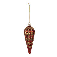 Clayre & Eef | Kerstbal Rood Goudkleurig ø 6x16 cm | 6GL4605