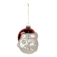 Clayre & Eef | Decoratie Hanger Kerstman Wit Rood 9x8x11 cm | 6GL4612