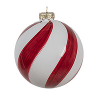 Clayre & Eef | Kerstbal Rood Wit ø 12x12 cm | 6GL4620