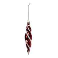 Clayre & Eef | Kerstbal Rood Wit ø 4x17 cm | 6GL4621