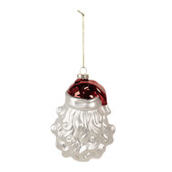 Clayre & Eef | Decoratie Hanger Kerstman Wit Rood 9x7x13 cm | 6GL4622