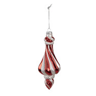 Clayre & Eef | Kerstbal Rood Wit ø 7x18 cm | 6GL4634