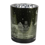 Clayre & Eef | Waxinelichthouder set van 3 Groen ø 7x8 / ø 9x10 / ø 10x12 cm | 6GL4655