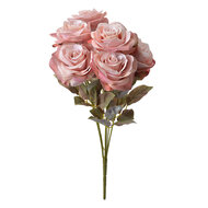 Clayre & Eef | Kunstbloem Rozen Roze Groen 16x16x47 cm | 6PL0309