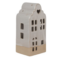Clayre & Eef | Theelichthouder Kerst Huisje Beige 11x10x23 cm | 6CE1791
