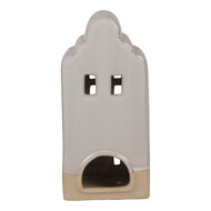 Clayre & Eef | Theelichthouder Kerst Huisje Beige 11x10x23 cm | 6CE1791