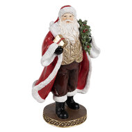 Clayre & Eef | Kerstdecoratie Kerstman Rood Bruin 13x10x23 cm | 6PR4278