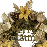 Clayre & Eef | Kerstdecoratie Krans Goudkleurig Groen ø 40x10 cm | 65774