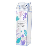 Clayre & Eef | Drinkfles Transparant zwart 6x6x20 cm / 500 ml | 65700