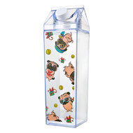 Clayre & Eef | Drinkfles Transparant Bruin 8x8x26 cm / 1000 ml | 65706