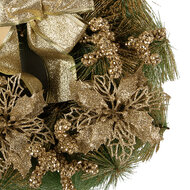 Clayre & Eef | Kerstdecoratie Krans Goudkleurig Groen ø 30x7 cm | 65771