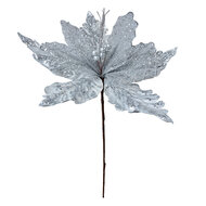 Clayre & Eef | Kerstdecoratie Bloem Wit Zilverkleurig ø 45x57 cm | 65838
