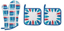 Dekoratief | Set 3 ovenwanten 'Sardines Party', katoen, 20x30cm | A231123