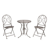 Clayre & Eef | Bistroset Bistrotafel Bistrostoel 3-delig Zwart ø 60x70 / 40x40x92 cm (2) | 5Y0636