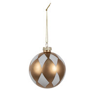 Clayre & Eef | Kerstbal Goudkleurig Wit ø 8x8 cm | 6GL4610