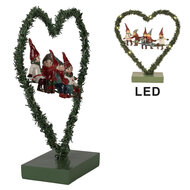 Clayre &amp; Eef   | Decoratie hart met LED Groen Rood 26x9x28 cm / 2xAAA | 65531