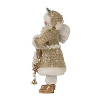 Clayre & Eef | Kerstdecoratie Kerstman Goudkleurig Wit 17x10x27 cm | 65588