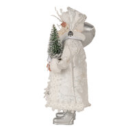 Clayre & Eef | Kerstdecoratie Kerstman Wit Zilverkleurig 16x10x27 cm | 65591