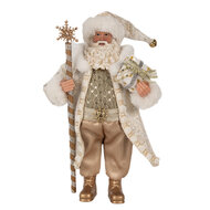 Clayre & Eef | Kerstdecoratie Kerstman Wit Beige 16x10x27 cm | 65593
