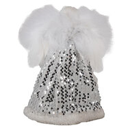 Clayre & Eef | Decoratie Beeld Engel Wit Zilverkleurig 20x15x28 cm | 65617