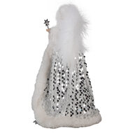 Clayre & Eef | Decoratie Beeld Engel Wit Zilverkleurig 20x15x28 cm | 65617